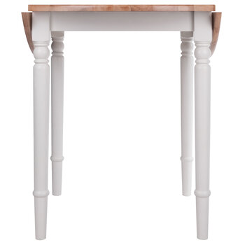 Winsome Wood Sorella Collection Round Drop Leaf Table, Natural and White Side View