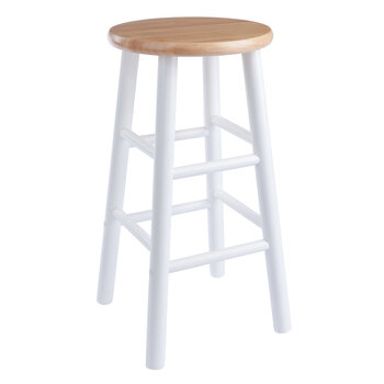 Winsome Wood Huxton Collection 2-Piece Counter Stool Set, Natural and White Counter Stool Angle Back View