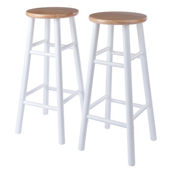 Winsome Wood Huxton Collection 2-Piece Bar Stool Set, Natural and White Bar Stool Product View