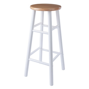 Winsome Wood Huxton Collection 2-Piece Bar Stool Set, Natural and White Bar Stool Angle View