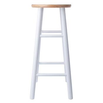 Winsome Wood Huxton Collection 2-Piece Bar Stool Set, Natural and White Bar Stool Front View