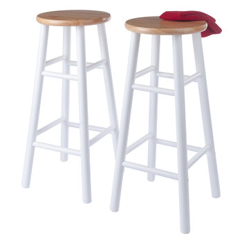 Winsome Wood Huxton Collection 2-Piece Bar Stool Set, Natural and White Bar Stool Prop View