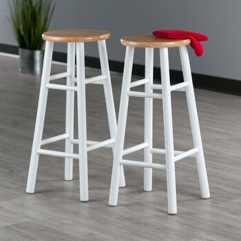 Winsome Wood Huxton Collection 2-Piece Bar Stool Set, Natural and White