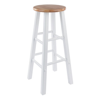 Winsome Wood Element Collection 2-Piece Bar Stool Set, Natural and White Bar Stool Angle View