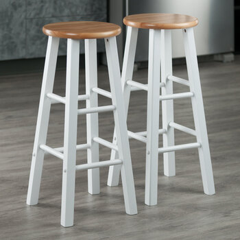 Winsome Wood Element Collection 2-Piece Bar Stool Set, Natural and White