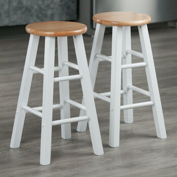 Winsome Wood Element Collection 2-Piece Counter Stool Set, Natural and White