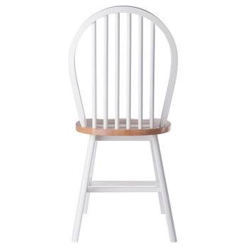 Winsome Wood Windsor Collection 2-Piece Chair Set with Contoured Seats and Double Cross-Bar Leg Support, Natural and White Back View