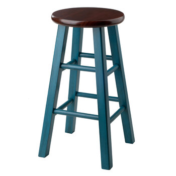 Winsome Wood Ivy Square Leg Collection Counter Stool, Rustic Teal and Walnut Counter Stool Product View