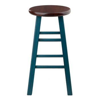 Winsome Wood Ivy Square Leg Collection Counter Stool, Rustic Teal and Walnut Counter Stool Front View