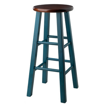 Winsome Wood Ivy Square Leg Collection Bar Stool, Rustic Teal and Walnut Bar Stool Product View