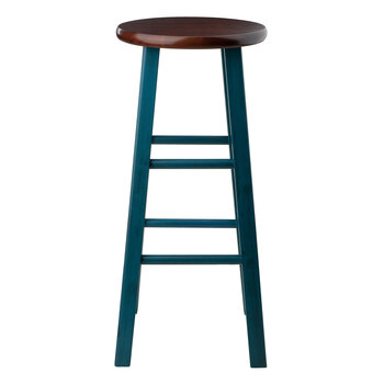 Winsome Wood Ivy Square Leg Collection Bar Stool, Rustic Teal and Walnut Bar Stool Front View