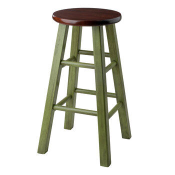 Winsome Wood Ivy Square Leg Collection Counter Stool, Rustic Green and Walnut Counter Stool Product View