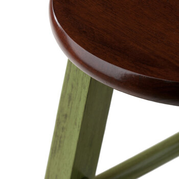 Winsome Wood Ivy Square Leg Collection Counter Stool, Rustic Green and Walnut Counter Stool Close Up View