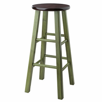 Winsome Wood Ivy Square Leg Collection Bar Stool, Rustic Green and Walnut Bar Stool Product View