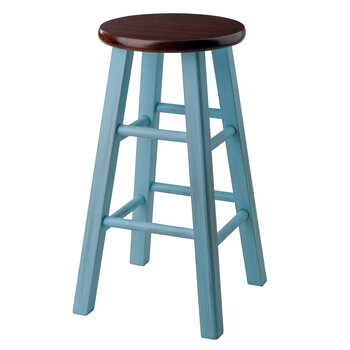 Winsome Wood Ivy Square Leg Collection Counter Stool, Rustic Light Blue and Walnut Counter Stool Product View