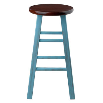 Winsome Wood Ivy Square Leg Collection Counter Stool, Rustic Light Blue and Walnut Counter Stool Front View