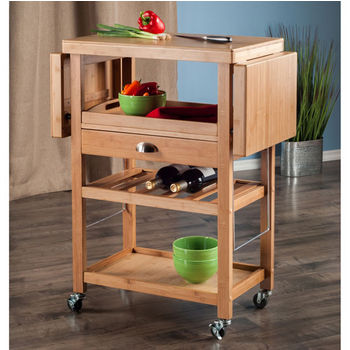 Winsome Wood Barton Collection Kitchen Cart in Natural, 45-9/32" W x 15-5/32" D x 35-7/16" H