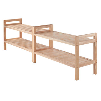 Winsome Wood Mercury Collection 2-Piece Stackable Shoe Rack Set, 2-Tier Rack Natural Angle View