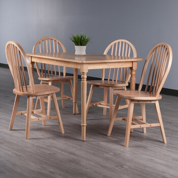 Winsome Wood Ravenna Collection 5-Piece Dining Table with Windsor Chairs, Natural
