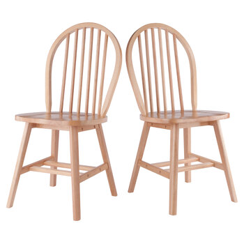 Winsome Wood Windsor Collection 2-Piece Chair Set with Contoured Seats and Double Cross-Bar Leg Support, Natural Product View