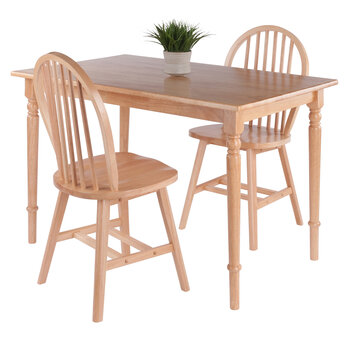 Winsome Wood Ravenna Collection 3-Piece Dining Table with Windsor Chairs, Natural 3-Piece Set w/ Windsor Chairs Prop View