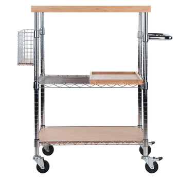 Winsome Wood Madera Collection Utility Mobile Kitchen Cart, Bamboo and Chrome Front View