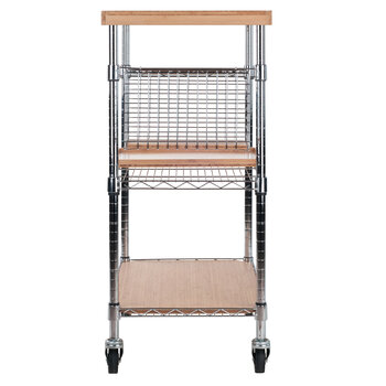Winsome Wood Madera Collection Utility Mobile Kitchen Cart, Bamboo and Chrome Side View