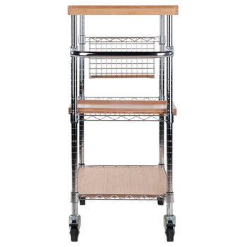 Winsome Wood Madera Collection Utility Mobile Kitchen Cart, Bamboo and Chrome Side View