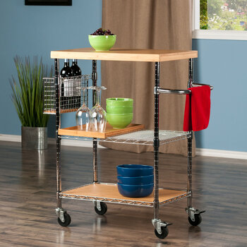 Winsome Wood Madera Collection Utility Mobile Kitchen Cart, Bamboo and Chrome