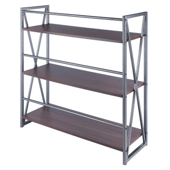 Winsome Wood Isa Collection 3-Tier Shelf, Graphite and Walnut Angle Back View