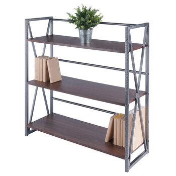 Winsome Wood Isa Collection 3-Tier Shelf, Graphite and Walnut Prop View