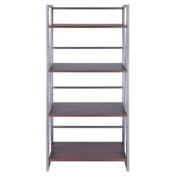 Winsome Wood Isa Collection 4-Tier Shelf, Graphite and Walnut Front View