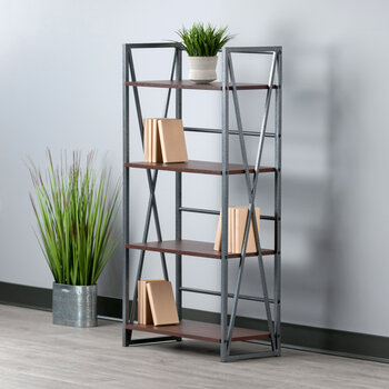 Winsome Wood Isa Collection 4-Tier Shelf, Graphite and Walnut