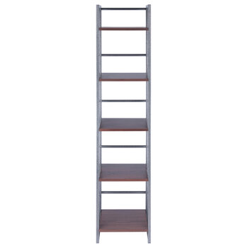 Winsome Wood Isa Collection 5-Tier Shelf, Graphite and Walnut Front View