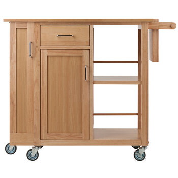 Winsome Wood Douglas Collection Utility Kitchen Cart, Natural Front View