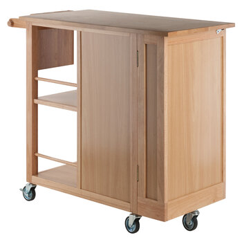 Winsome Wood Douglas Collection Utility Kitchen Cart, Natural Angle Back View