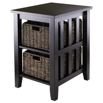 Winsome Wood WS-92312, Morris Side Table with 2 Foldable Baskets, Espresso, 20.08'' W x 16.54'' D x 25.04'' H