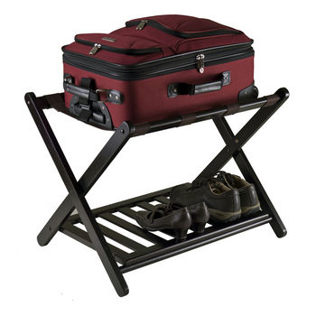 Winsome Wood WS-92436, Reese Luggage Rack with Shelf, Dark Espresso, 26.54'' W x 18.66'' D x 20'' H