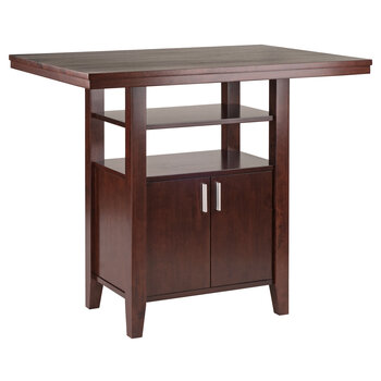 Winsome Wood Albany Collection High Table with Cabinet, Walnut Product View