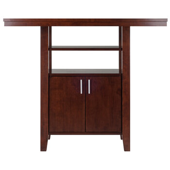 Winsome Wood Albany Collection High Table with Cabinet, Walnut Front View