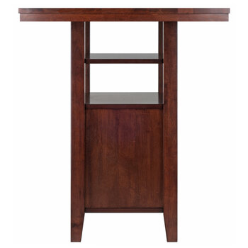 Winsome Wood Albany Collection High Table with Cabinet, Walnut Side View