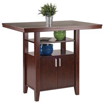 Winsome Wood Albany Collection High Table with Cabinet, Walnut Prop View
