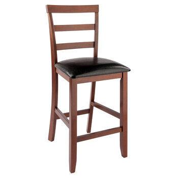Winsome Wood Simone Collection 2-Piece Cushion Ladder-back Counter Stool Set, Black and Walnut Counter Stool Angle View