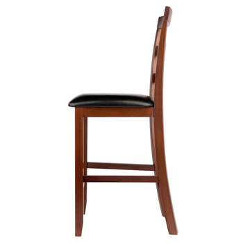 Winsome Wood Simone Collection 2-Piece Cushion Ladder-back Counter Stool Set, Black and Walnut Counter Stool Side View