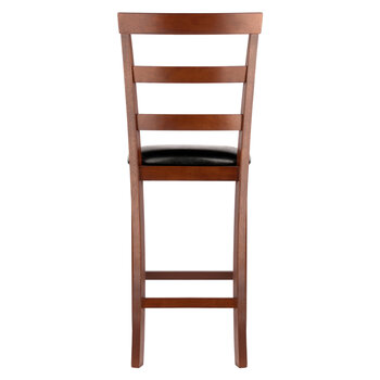 Winsome Wood Simone Collection 2-Piece Cushion Ladder-back Counter Stool Set, Black and Walnut Counter Stool Back View