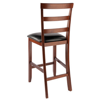Winsome Wood Simone Collection 2-Piece Cushion Ladder-back Counter Stool Set, Black and Walnut Counter Stool Angle Back View