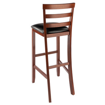 Winsome Wood Simone Collection 2-Piece Cushion Ladder-back Bar Stool Set, Black and Walnut Bar Stool Angle Back View