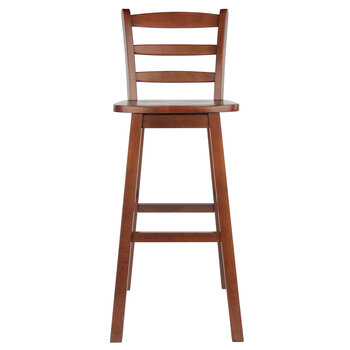 Winsome Wood Scalera Collection Ladder-back Swivel Seat Bar Stool, Walnut Bar Stool Front View