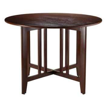 Winsome Wood Alamo Double Drop Leaf Round 42" Table Mission in Antique Walnut