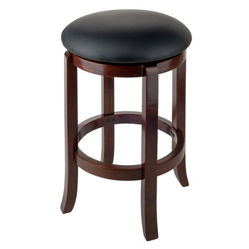 Winsome Wood Walcott Collection Cushion Swivel Seat Counter Stool, Black and Walnut Counter Stool Angle View